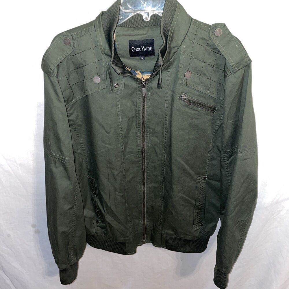 Chou Yatou Men’s Full Zip Jacket Size Medium Army Green Outdoors Streetwear